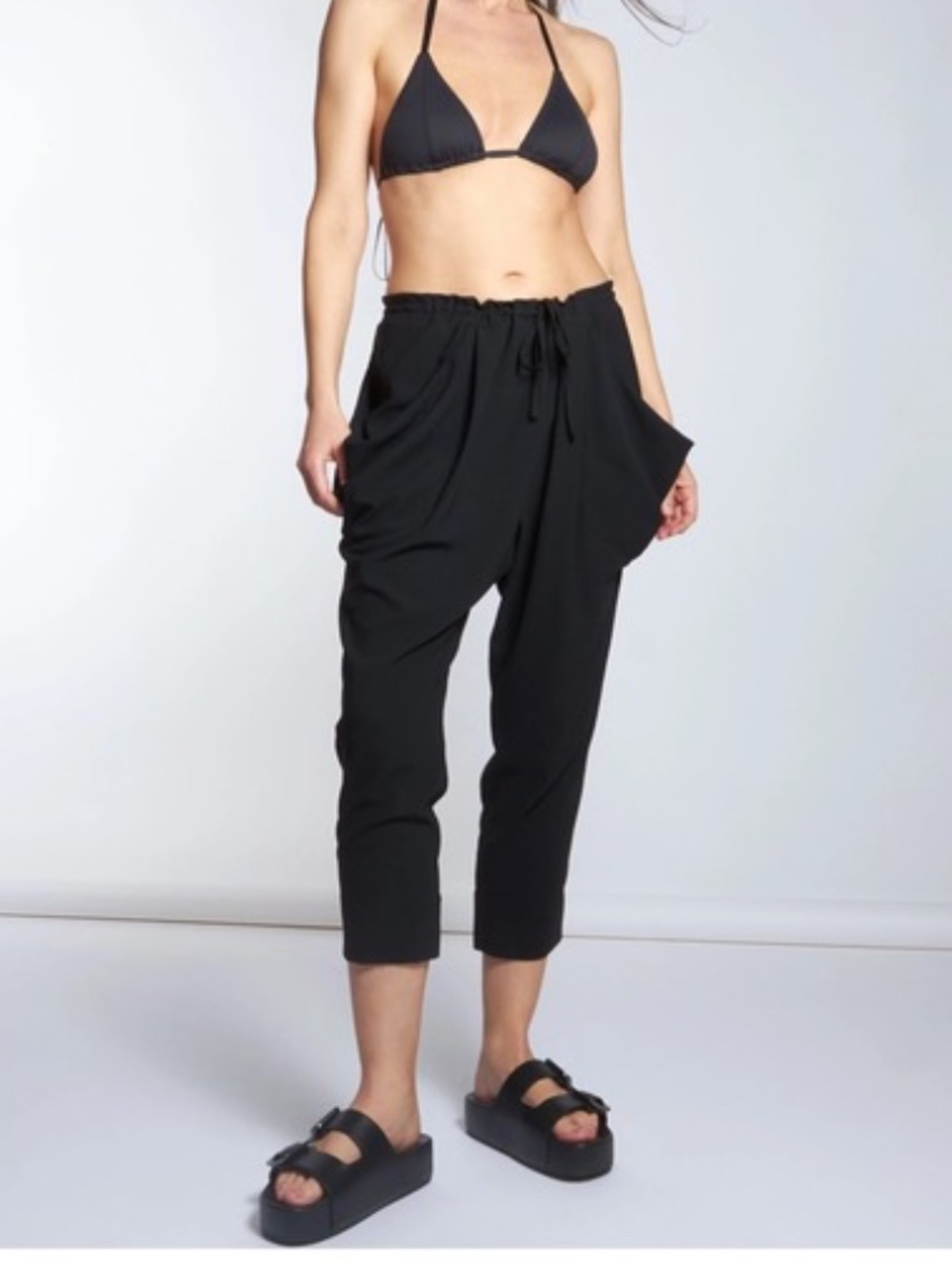 Vintage Malia Mills - Boho Pocket Trousers - Black size 6